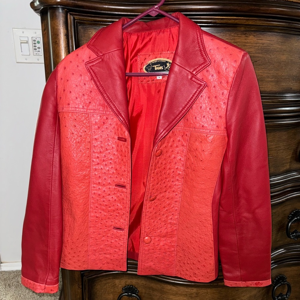 Tams Genuine Leather, Ostrich Leather Jacket.